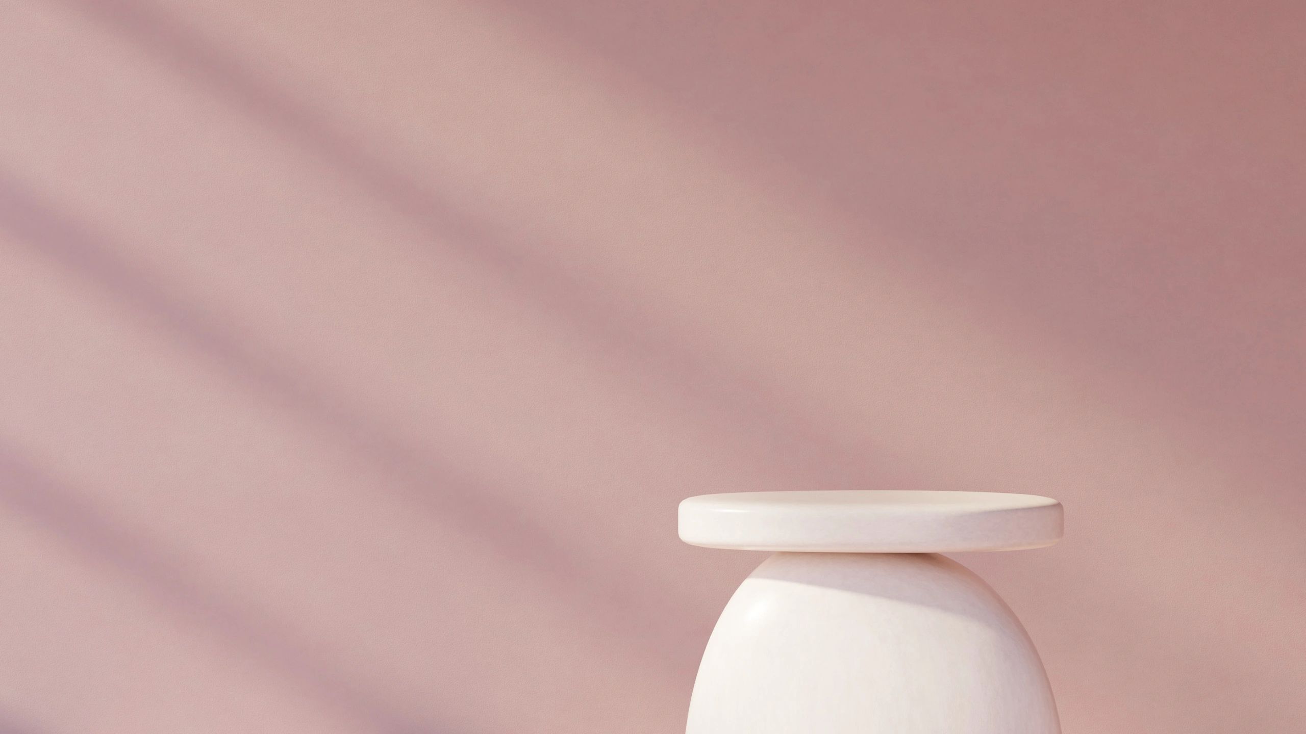Minimal product podium scene for Nikas gallery